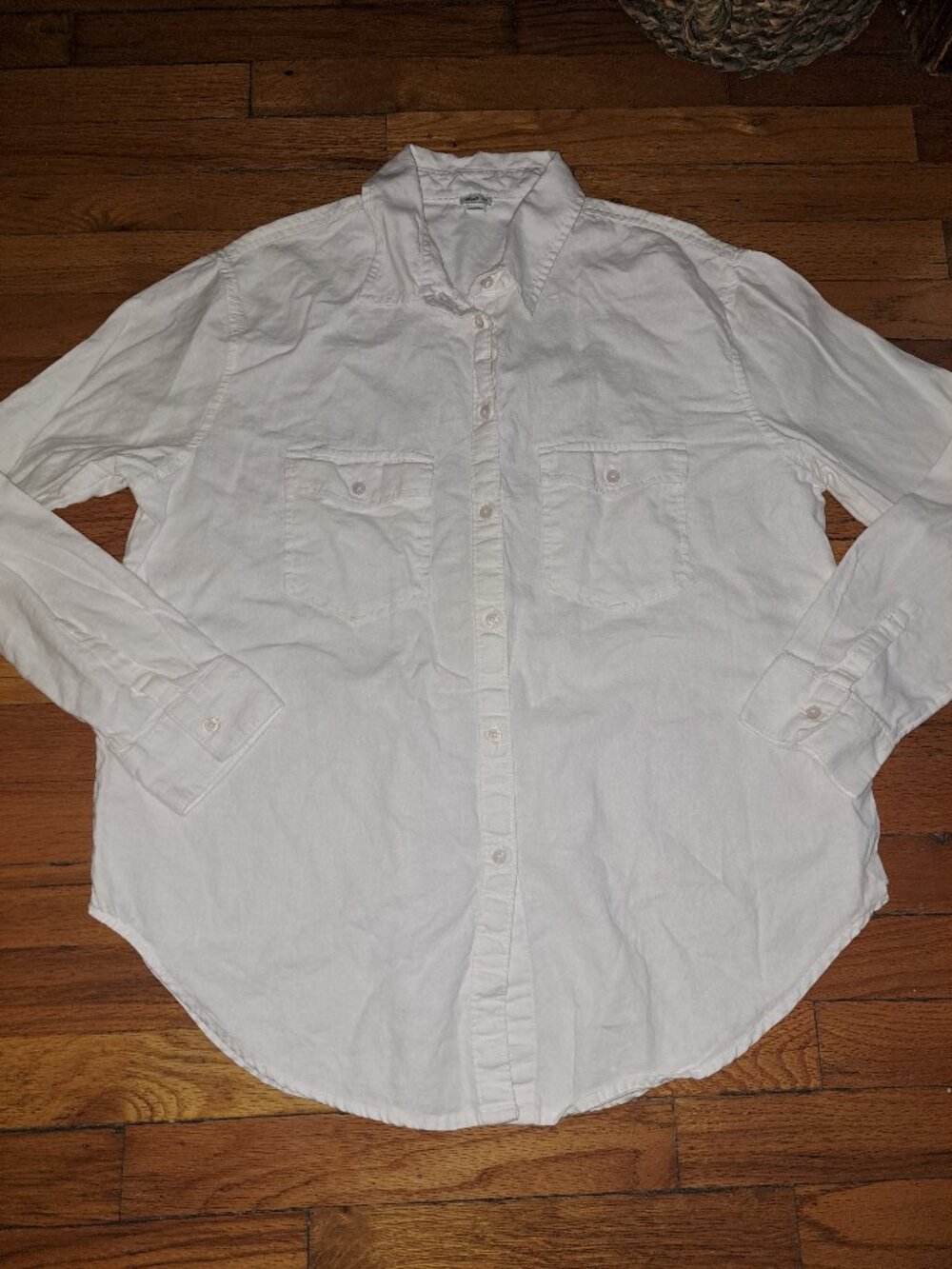 Aerie button down white Linen blend shirt sz M